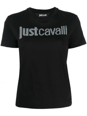 Памучна тениска Just Cavalli черно