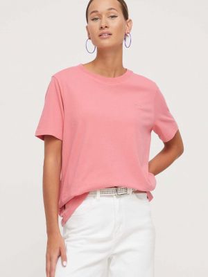 Bavlněné tričko Superdry růžové