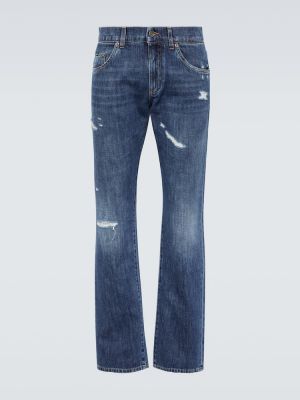 Proste jeansy z przetarciami Dolce&gabbana niebieskie