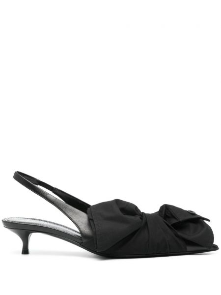 Кожени полуотворени обувки с панделка Balenciaga черно
