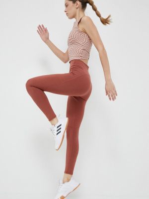 Adidas by Stella McCartney legginsy damskie   gładkie - Brązowy
