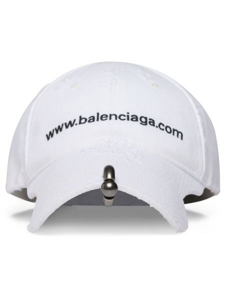 Шапка с козирки бродирана Balenciaga бяло