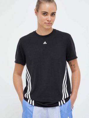 Prugasta majica kratki rukavi Adidas Performance crna