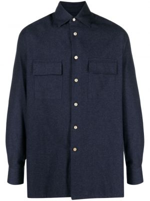 Chemise en coton en feutre Kiton bleu