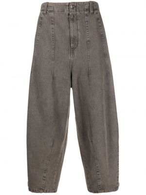 Priliehavé džínsy s výšivkou s nízkym pásom Société Anonyme sivá