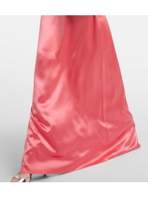 Hodvábne saténové dlouhé šaty Monique Lhuillier červená