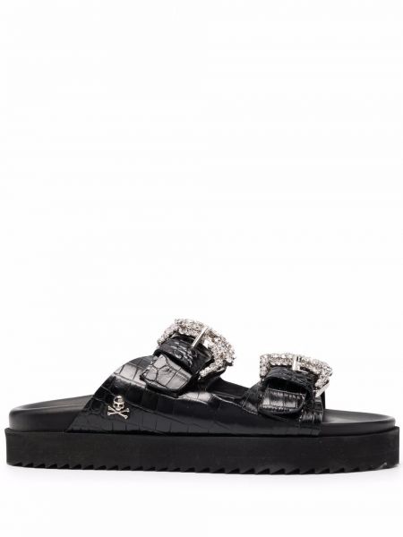 Kožené sandále Philipp Plein čierna