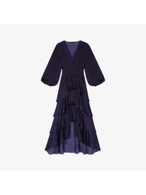 Платье макси Ruffinella с присборенной талией и оборками Maje, bleus