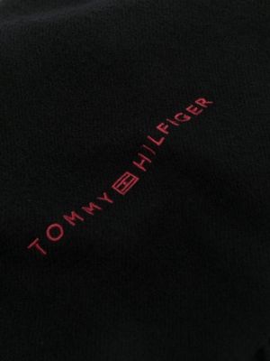Pletený vlněný šál Tommy Hilfiger černý
