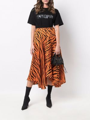 Hedvábné midi sukně s potiskem s tygřím vzorem Balenciaga