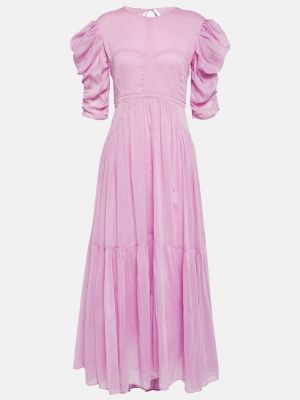 Bombažna svilena dolga obleka Isabel Marant roza