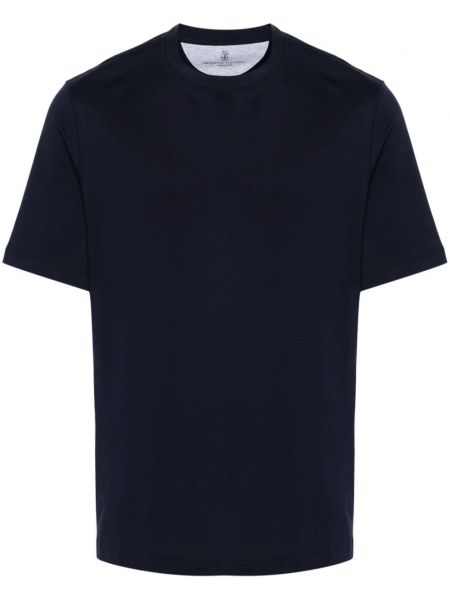Βαμβακερή μπλούζα με στρογγυλή λαιμόκοψη Brunello Cucinelli μπλε