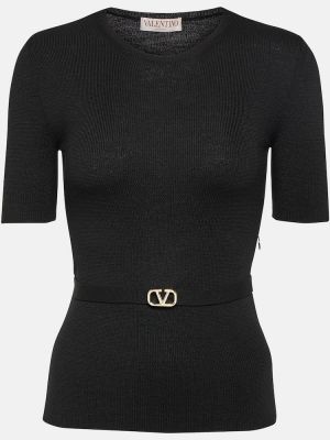Cinturón de lana de tela jersey Valentino negro