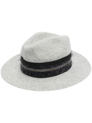 Вълнена шапка с пера Fabiana Filippi сиво