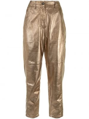 Pantaloni cu picior drept Brunello Cucinelli auriu