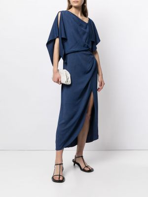 Vestido de cóctel asimétrico drapeado Manning Cartell azul