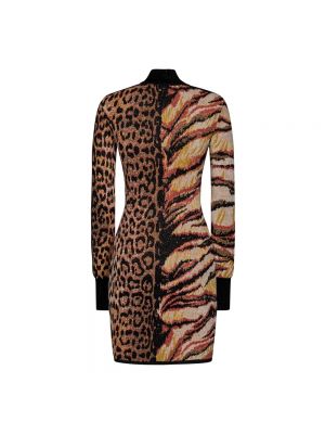 Sukienka mini w tygrysie prążki Roberto Cavalli czarna