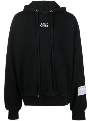 Medvilninis siuvinėtas džemperis su gobtuvu Each X Other juoda