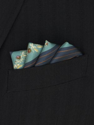 Pruhovaná hedvábná kravata s potiskem Etro modrá