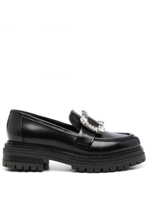 Pantofi loafer chunky de cristal Sergio Rossi negru