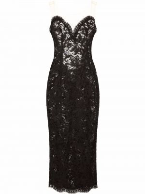 Večerna obleka s čipko Dolce & Gabbana črna
