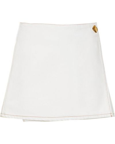 Bavlnená džínsová sukňa Ganni biela