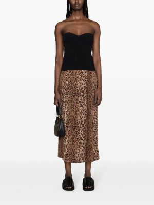 Plisované leopardí midi sukně s potiskem Rixo hnědé