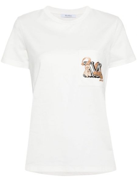 Bavlněné tričko s potiskem Max Mara bílé