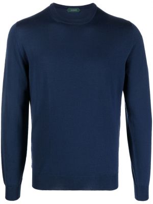 Пуловер с кръгло деколте Zanone синьо