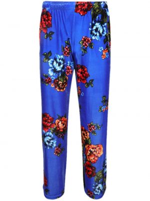 Pantaloni sport de catifea cu model floral cu imagine Vetements albastru