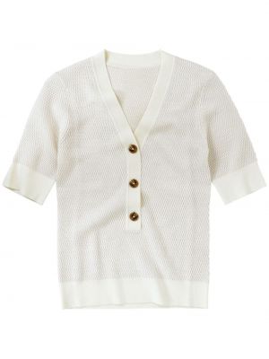 Pletený vlněný svetr s výstřihem do v Closed bílý