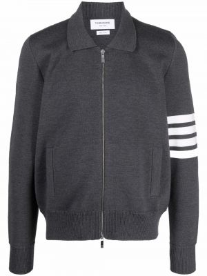 Pruhovaný sveter na zips Thom Browne sivá