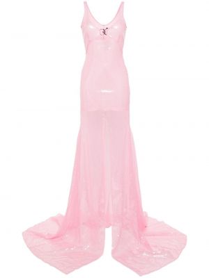 Коктейлна рокля с пайети с катарама David Koma розово