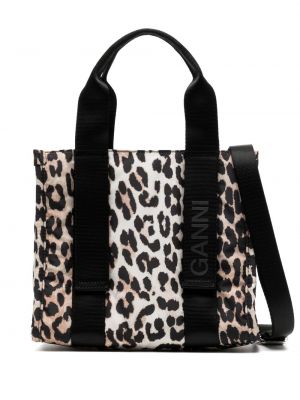 Shopper handtasche mit leopardenmuster Ganni