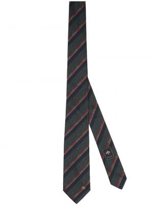 Žakárová hedvábná kravata Gucci šedá
