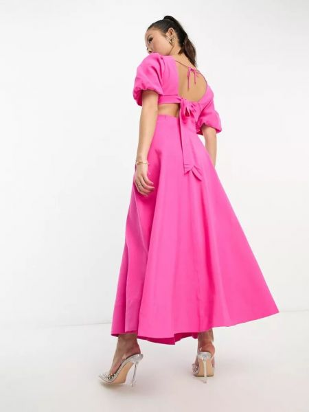 Длинное платье с пышными рукавами Forever New Petite розовое