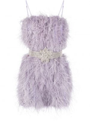 Коктейлна рокля с пера с кристали Loulou виолетово