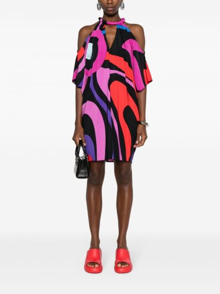 Sukienka mini z nadrukiem w abstrakcyjne wzory Pucci czerwona