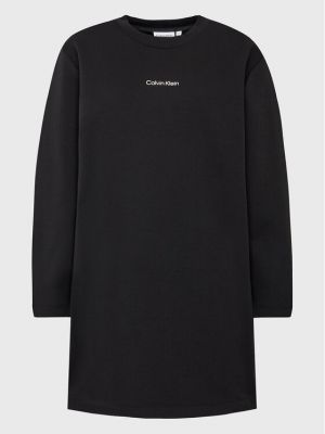 Плетена рокля Calvin Klein Curve черно