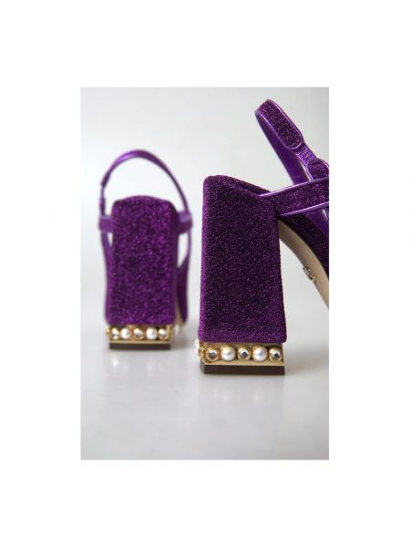 Sandały z kryształkami Dolce And Gabbana fioletowe