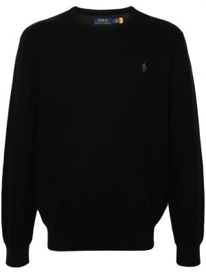 Bavlnený džerzej sveter s výšivkou Polo Ralph Lauren čierna