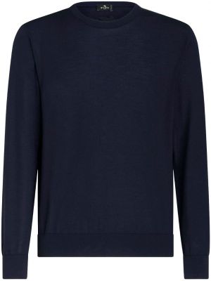 Kašmírový hodvábny sveter s výšivkou Etro modrá