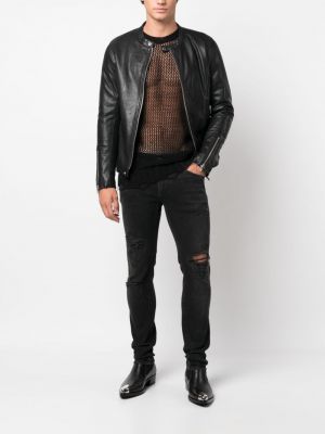 Skinny fit džinsai su nubrozdinimais Dolce & Gabbana juoda