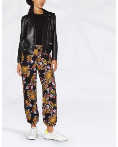 Pantalon à fleurs Versace Jeans Couture noir