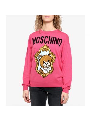 Sweter z okrągłym dekoltem Moschino różowy