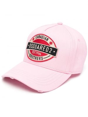 Kepurė su snapeliu su nubrozdinimais Dsquared2 rožinė