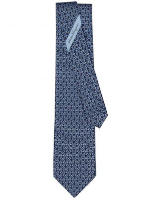 Zīda kaklasaite ar apdruku Ferragamo zils