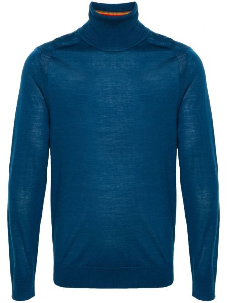 Vlnený dlhý sveter z merina Paul Smith modrá