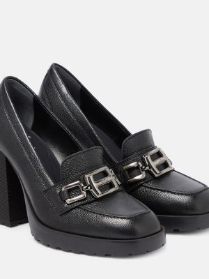 Кожени полуотворени обувки Hogan черно
