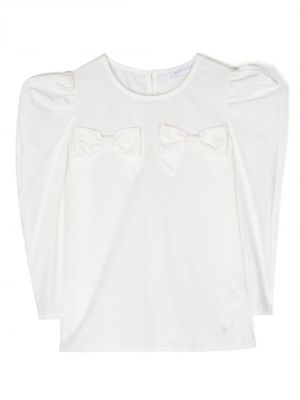 T-shirt con fiocco Monnalisa bianco